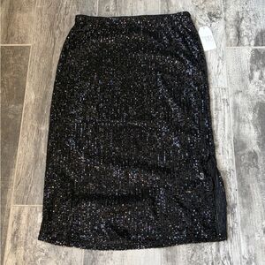 Elegant Black Sequin Skirt